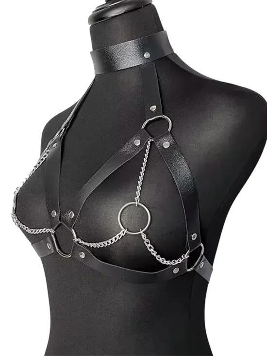Women Bondage Body Lingerie Goth Crop Top Harness - Picture 3 of 4